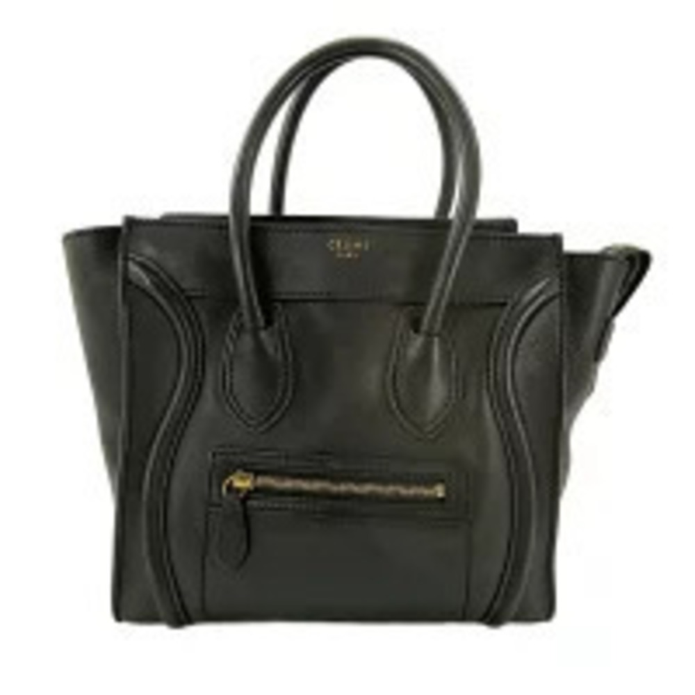Celine Leather Luggage Tote Shopper Handbag Black